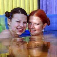 Lesbian teens in a pool