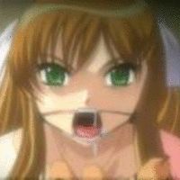 Tied up hentai babe gets her mouth fucked by this huge dick